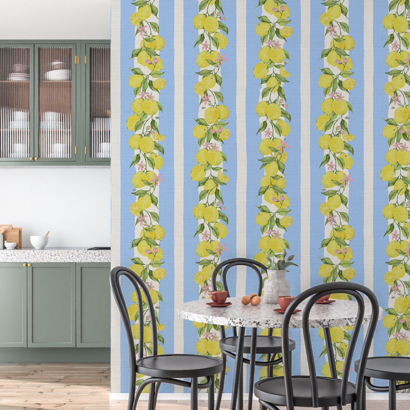 Love is a Lemon Field Textured Performance Vinyl Wallpaper in Bonnie Bell French Blue