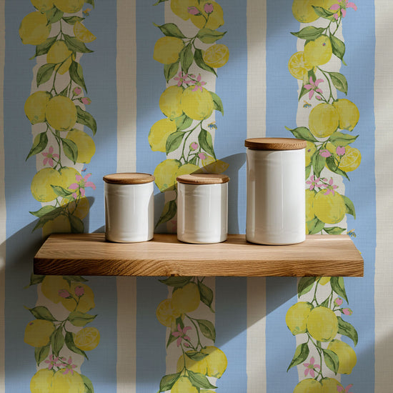 Love is a Lemon Field Textured Performance Vinyl Wallpaper in Bonnie Bell French Blue