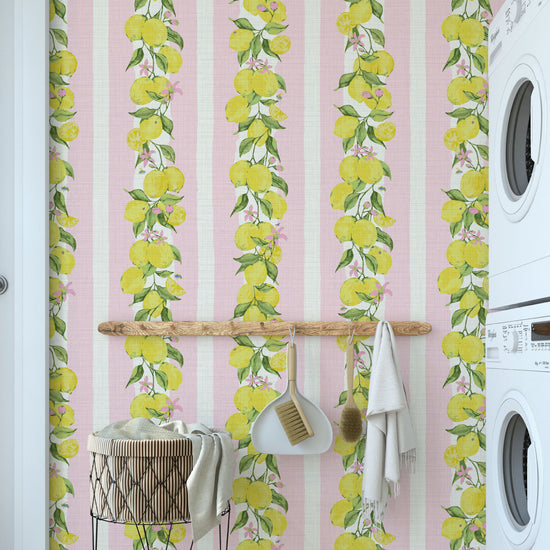 Love is a Lemon Field Textured Performance Vinyl Wallpaper in Pretty in Pink