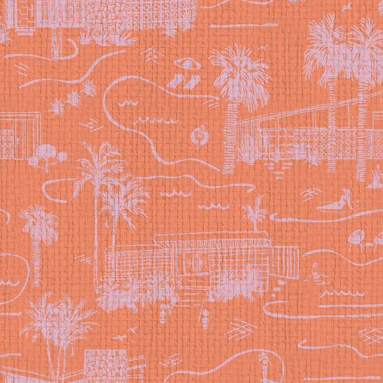 wallpaper Natural Textured Eco-Friendly Non-toxic High-quality Sustainable Interior Design Bold Custom Tailor-made Retro chic Bold tropical garden palm tree vintage coastal toile Grasscloth wallpaper Natural Textured Eco-Friendly Non-toxic High-quality Sustainable Interior Design Bold Custom Tailor-made Retro chic Bold Toile de Jouy palm springs desert mid-century palm trees pool naked lady hand-drawn pink coral orange light pink baby girl bedroom paperweave paper weave
