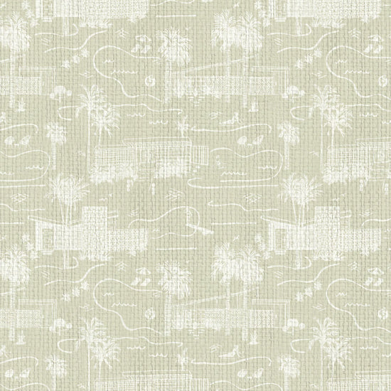 wallpaper Natural Textured Eco-Friendly Non-toxic High-quality Sustainable Interior Design Bold Custom Tailor-made Retro chic Bold tropical garden palm tree vintage coastal toile Grasscloth wallpaper Natural Textured Eco-Friendly Non-toxic High-quality Sustainable Interior Design Bold Custom Tailor-made Retro chic Bold Toile de Jouy palm springs desert mid-century palm trees pool naked lady hand-drawn tan sand off-white cream neutral tonal white paperweave paper weave