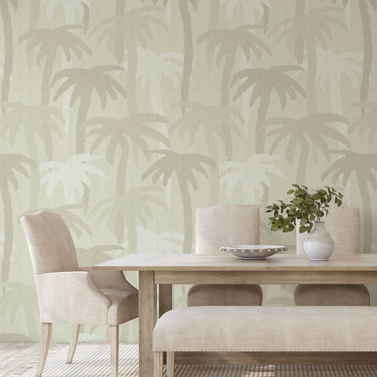 wallpaper Natural Textured Eco-Friendly Non-toxic High-quality Sustainable Interior Design Bold Custom Tailor-made Retro chic Bold Tropical Jungle Coastal Garden Seaside Coastal Seashore Waterfront Vacation home styling Retreat Relaxed beach vibes Beach cottage Shoreline Oceanfront palm tree '90s surf graphic neutral tonal white cream off-white sand tan beige paperweave paper weave