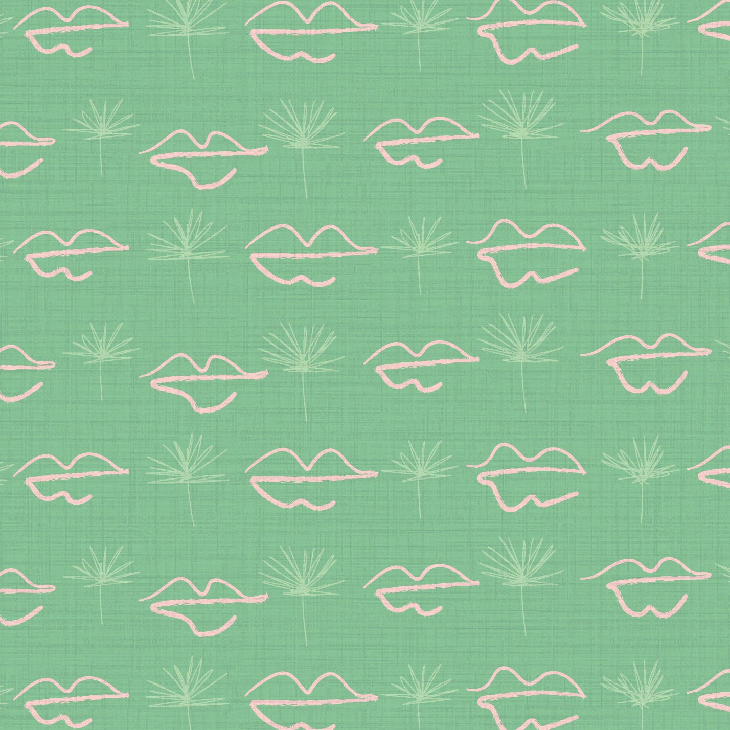 Mystic Kisses Lips Textured Performance Vinyl Wallpaper in Mint Condition