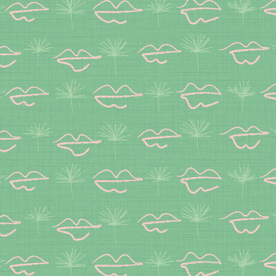 Mystic Kisses Lips Textured Performance Vinyl Wallpaper in Mint Condition