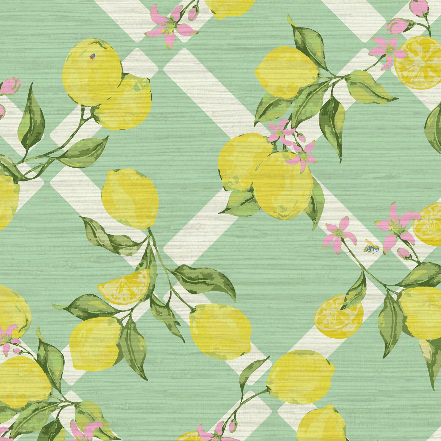 Grasscloth wallpaper Natural Textured Eco-Friendly Non-toxic Sustainable Interior Design Retro chic Grand millennial Maximalism Traditional Dopamine decorCoastal Garden Seaside Seashore Waterfront Vacation home styling Retreat Relaxed beach vibes Beach cottage Shoreline Oceanfront preppy Nature inspired Vertical Grid lemons fruit food Cottage core Countryside Vintage Imperfect Rural Farm core rustic stripe yellow pink flowers lattice botanical yellow green leaf pale baby kids sky green mint sage