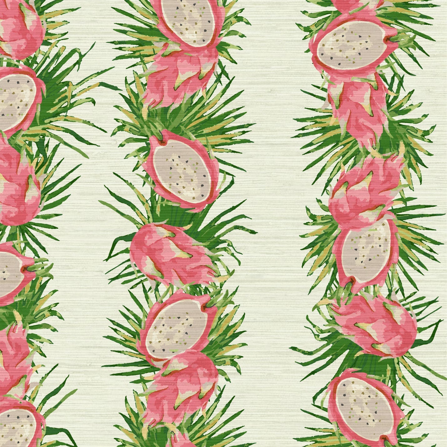 Passion Play Pink Tropical Fruit Striped Wallpaper