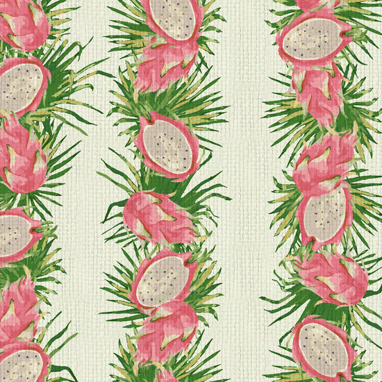 Passion Play Pink Tropical Fruit Striped Wallpaper