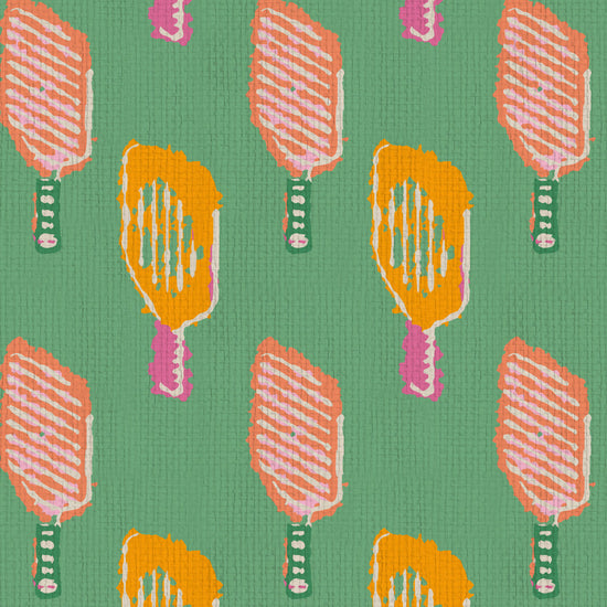 wallpaper Natural Textured Eco-Friendly Non-toxic High-quality  Sustainable Interior Design Bold Custom Tailor-made Retro chic Bold tropical sport pickleball kids gameroom kid green pink orange tangerine paper weave