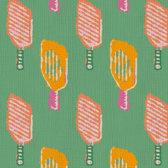 wallpaper Natural Textured Eco-Friendly Non-toxic High-quality  Sustainable Interior Design Bold Custom Tailor-made Retro chic Bold tropical sport pickleball kids gameroom kid green pink orange tangerine paper weave