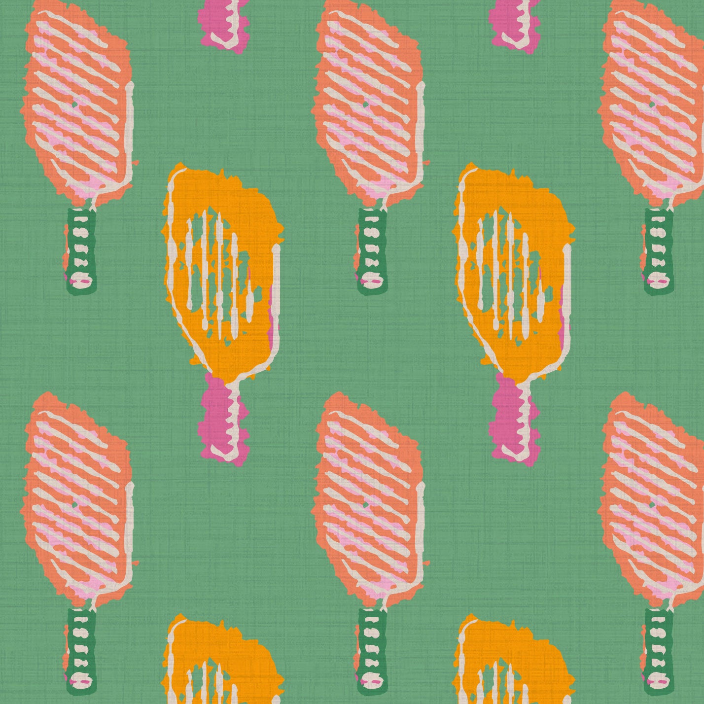 Pickle Perfect Pickleball Paddles Textured Performance Vinyl Wallpaper in Serving Sage