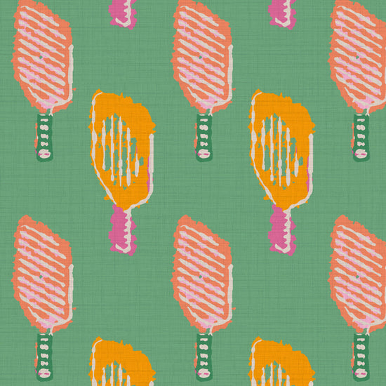 Pickle Perfect Pickleball Paddles Textured Performance Vinyl Wallpaper in Serving Sage