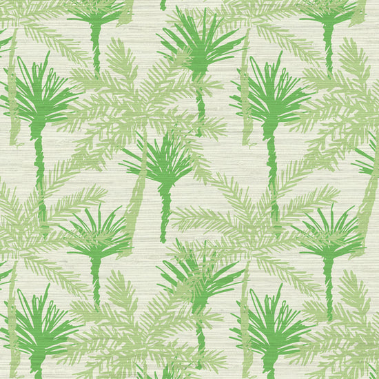 Grasscloth wallpaper Natural Textured Eco-Friendly Non-toxic High-quality Sustainable Interior Design Bold Custom Tailor-made Retro chic Tropical Jungle Coastal Garden Seaside Coastal Seashore Waterfront Vacation home styling Retreat Relaxed beach vibes Beach cottage Shoreline Oceanfront nature palm tree palms tonal cream off-white beige green jungle mint sage