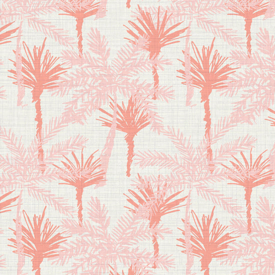 Pine Valley Palm Tree Textured Performance Vinyl Wallpaper in Strawberry Shortcake