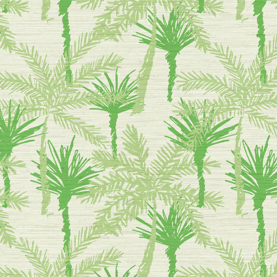 Grasscloth wallpaper Natural Textured Eco-Friendly Non-toxic High-quality Sustainable Interior Design Bold Custom Tailor-made Retro chic Tropical Jungle Coastal Garden Seaside Coastal Seashore Waterfront Vacation home styling Retreat Relaxed beach vibes Beach cottage Shoreline Oceanfront nature palm tree palms tonal cream off-white beige green jungle mint sage