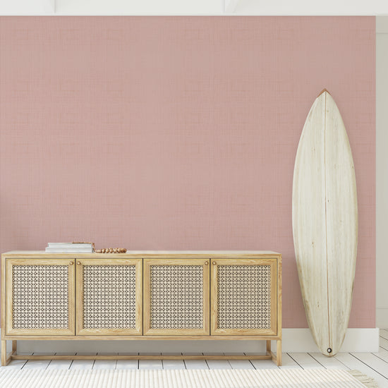 Pixie Stick Solid Pink Dyed Grasscloth Wallpaper