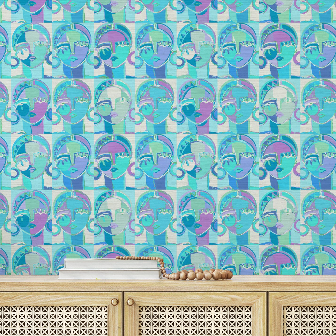 brittany atkinson art collaboration geometric stripe wallpaper wall covering grasscloth grass cloth paper weave textured custom luxury natural woman artist women contemporary modern interior design bold tailor made Eco-Friendly
Non-toxic
High-quality 
Sustainable
Retro chic
Grand millennial
Maximalism 
Traditional
Dopamine decor
girly kids blue ocean turq turquoise sky blue purple lavender 