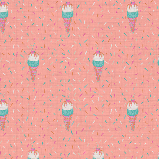 Pour Some Sugar Ice Cream Cones Textured Performance Vinyl Wallpaper in Pink Punch