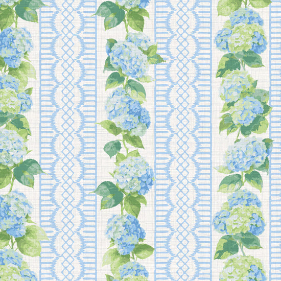 Promises Promises Hydrangea Lace Stripe Textured Performance Vinyl Wallpaper in Bonnie Bell Blue