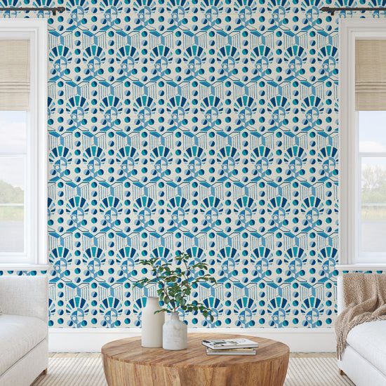 brittany atkinson art collaboration blue geometric stripe wallpaper wall covering grasscloth grass cloth paper weave textured custom luxury natural woman artist women contemporary modern interior design bold tailor made Eco-Friendly
Non-toxic
High-quality 
Sustainable
Retro chic
Grand millennial
Maximalism 
Traditional
Dopamine decor