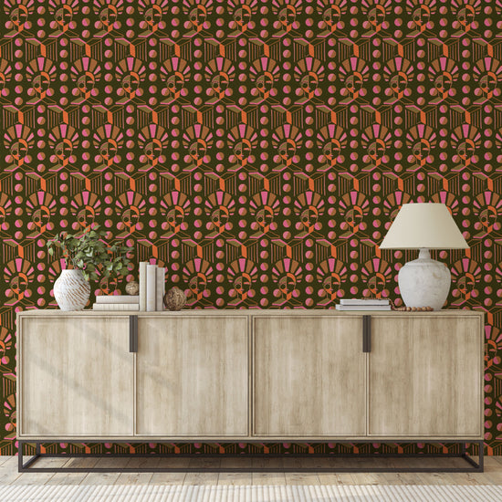 brittany atkinson art collaboration geometric stripe wallpaper wall covering grasscloth grass cloth paper weave textured custom luxury natural woman artist women contemporary modern interior design bold tailor made Eco-Friendly
Non-toxic
High-quality 
Sustainable
Retro chic
Grand millennial
Maximalism 
Traditional
Dopamine decor
brown chocolate pink orange