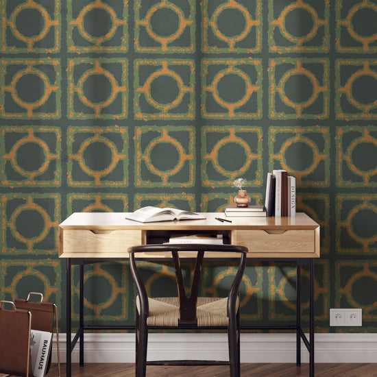 Rock the Casbah Breeze Block Wallpaper in Mustard Monarch