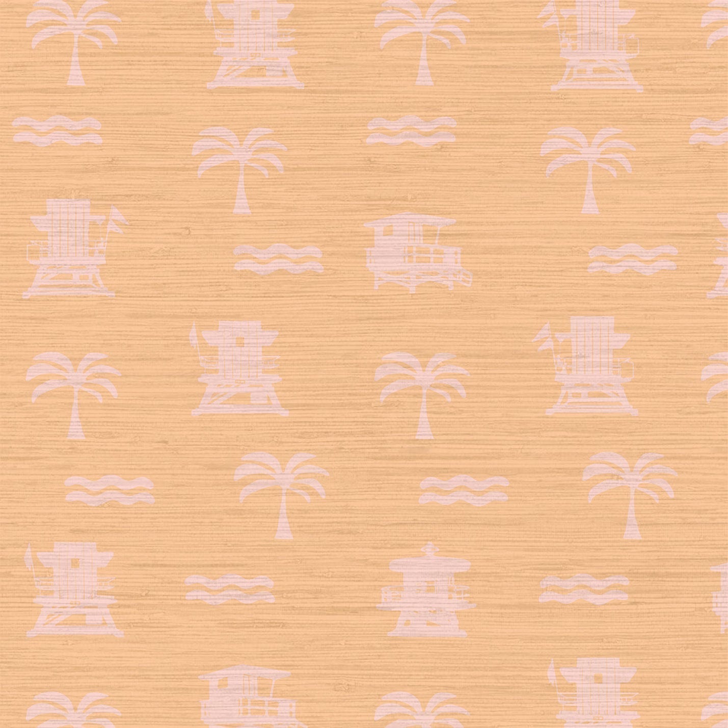 Grasscloth Natural Textured Eco-Friendly Non-toxic High-quality Sustainable practices Sustainability Interior Design Wall covering wallpaper grid seaside coastal seashore waterfront vacation home styling retreat relaxed beach vibes beach cottage shoreline oceanfront nautical tropical ocean waves palm tree lifeguard stand mini print custom interior design beach house sunset orange coral light pink baby pink