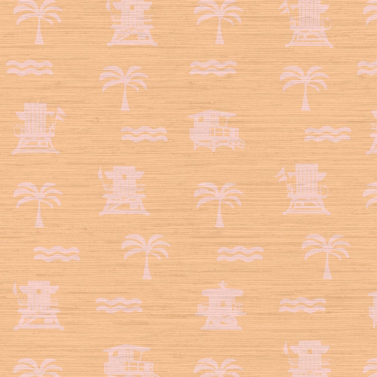 Grasscloth Natural Textured Eco-Friendly Non-toxic High-quality Sustainable practices Sustainability Interior Design Wall covering wallpaper grid seaside coastal seashore waterfront vacation home styling retreat relaxed beach vibes beach cottage shoreline oceanfront nautical tropical ocean waves palm tree lifeguard stand mini print custom interior design beach house sunset orange tangerine coral light pink baby