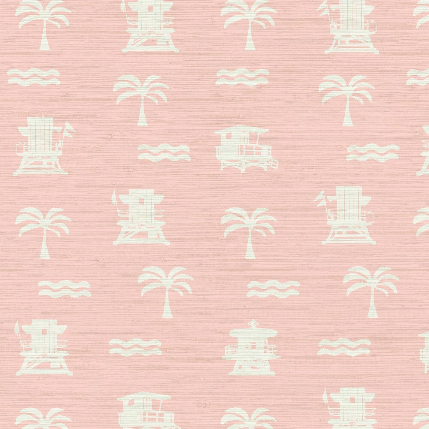 Grasscloth Natural Textured Eco-Friendly Non-toxic High-quality  Sustainable practices Sustainability Interior Design Wall covering wallpaper grid seaside coastal seashore waterfront vacation home styling retreat relaxed beach vibes beach cottage shoreline oceanfront nautical tropical ocean waves palm tree lifeguard stand mini print custom interior design light pink baby pink white