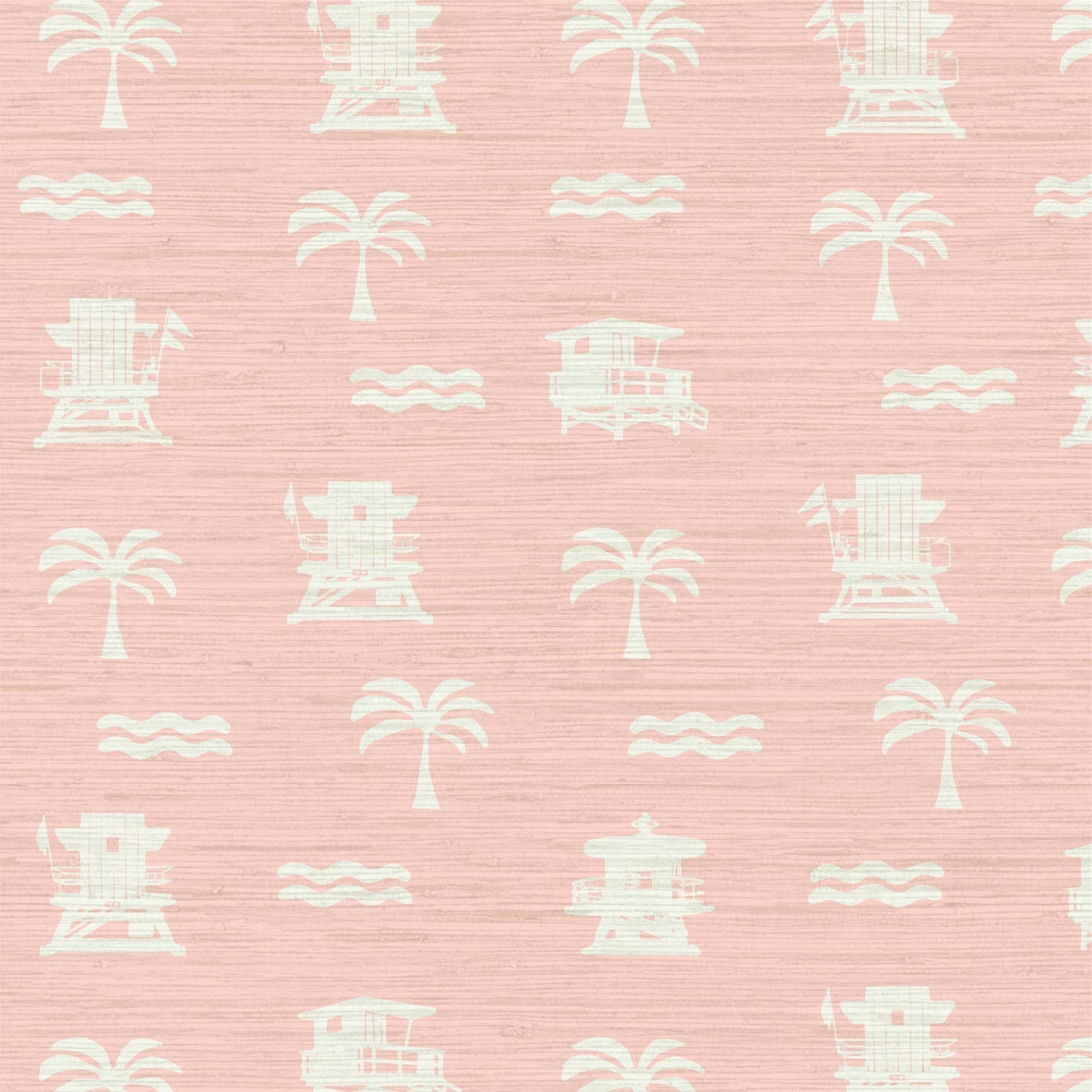 Grasscloth Natural Textured Eco-Friendly Non-toxic High-quality Sustainable practices Sustainability Interior Design Wall covering wallpaper grid seaside coastal seashore waterfront vacation home styling retreat relaxed beach vibes beach cottage shoreline oceanfront nautical tropical ocean waves palm tree lifeguard stand mini print custom interior design beach house white light pink baby