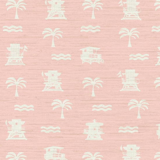 Grasscloth Natural Textured Eco-Friendly Non-toxic High-quality Sustainable practices Sustainability Interior Design Wall covering wallpaper grid seaside coastal seashore waterfront vacation home styling retreat relaxed beach vibes beach cottage shoreline oceanfront nautical tropical ocean waves palm tree lifeguard stand mini print custom interior design beach house white light pink baby