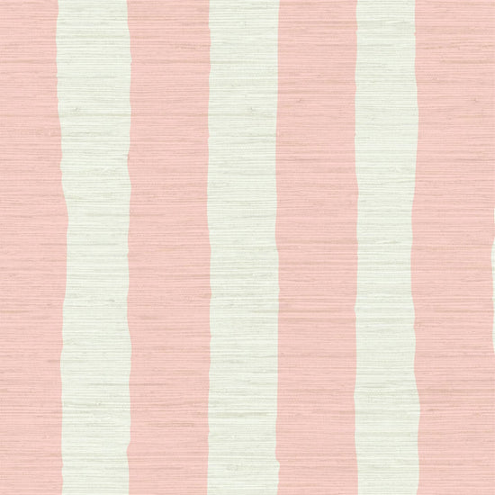 Classic wide 2 color stripe back to white hand painted lines printed on grasscloth wallpaper