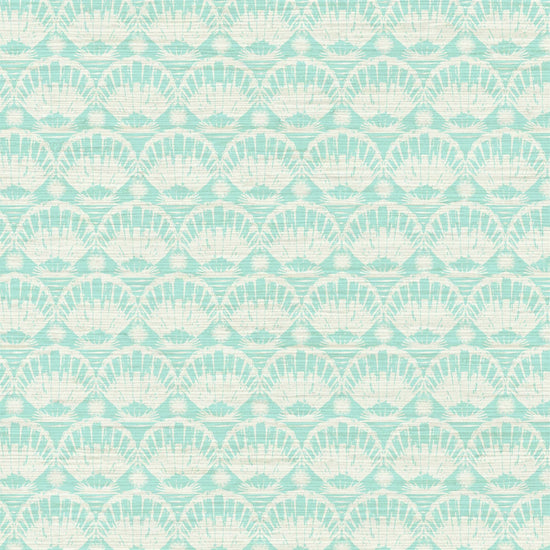 printed grasscloth wallpaper seashell horizontal stripe Natural Textured Eco-Friendly Non-toxic High-quality  Sustainable practices Sustainability Interior Design Wall covering custom tailor-made retro chic tropical bespoke nature Seaside Coastal Seashore Waterfront Vacation home styling Retreat Relaxed beach vibes Beach cottage Shoreline Oceanfront Nautical pastel subtle green teal white soft