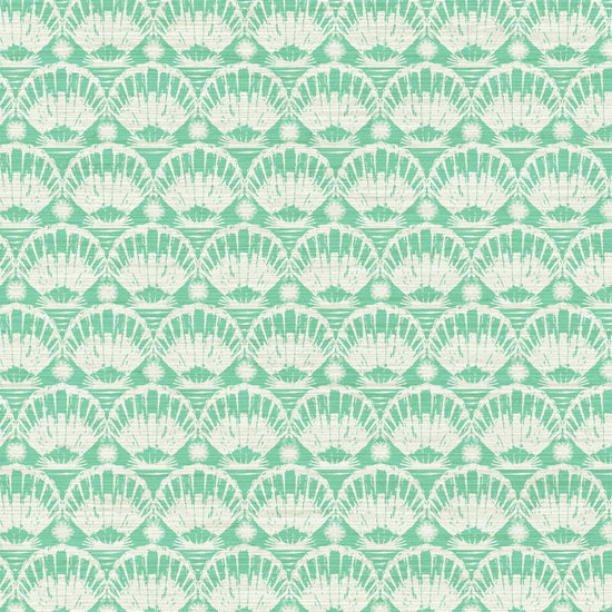 printed grasscloth wallpaper seashell horizontal stripe Natural Textured Eco-Friendly Non-toxic High-quality Sustainable practices Sustainability Interior Design Wall covering custom tailor-made retro chic tropical bespoke nature Seaside Coastal Seashore Waterfront Vacation home styling Retreat Relaxed beach vibes Beach cottage Shoreline Oceanfront Nautical white green mojito