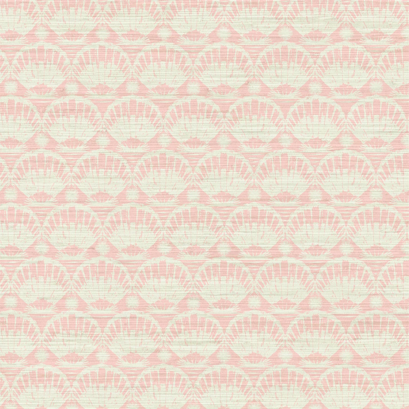 Load image into Gallery viewer, printed grasscloth wallpaper seashell horizontal stripe Natural Textured Eco-Friendly Non-toxic High-quality  Sustainable practices Sustainability Interior Design Wall covering custom tailor-made retro chic tropical bespoke nature Seaside Coastal Seashore Waterfront Vacation home styling Retreat Relaxed beach vibes Beach cottage Shoreline Oceanfront Nautical pastel pink and white baby 
