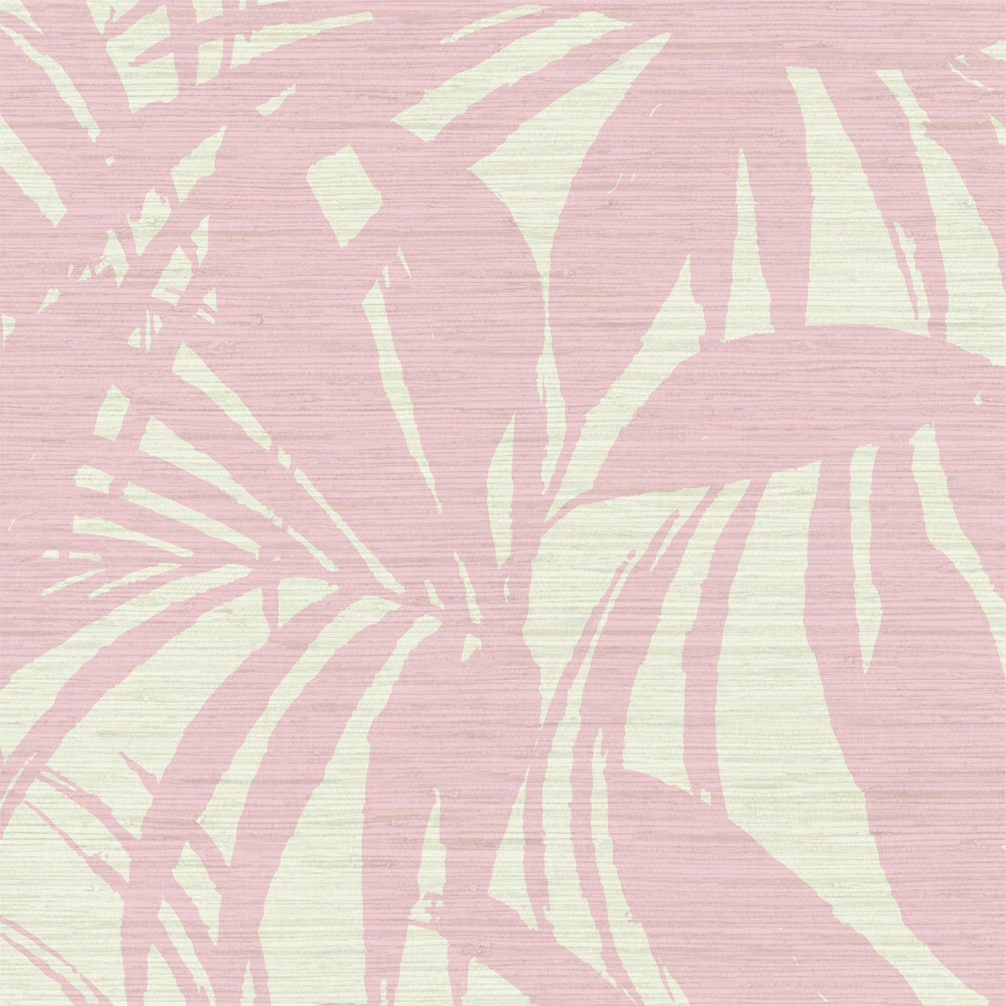 printed grasscloth wallpaper oversize tropical leaf Natural Textured Eco-Friendly Non-toxic High-quality  Sustainable practices Sustainability Interior Design Wall covering Bold retro chic custom jungle garden botanical Seaside Coastal Seashore Waterfront Vacation home styling Retreat Relaxed beach vibes Beach cottage Shoreline Oceanfront white pink baby bubblegum