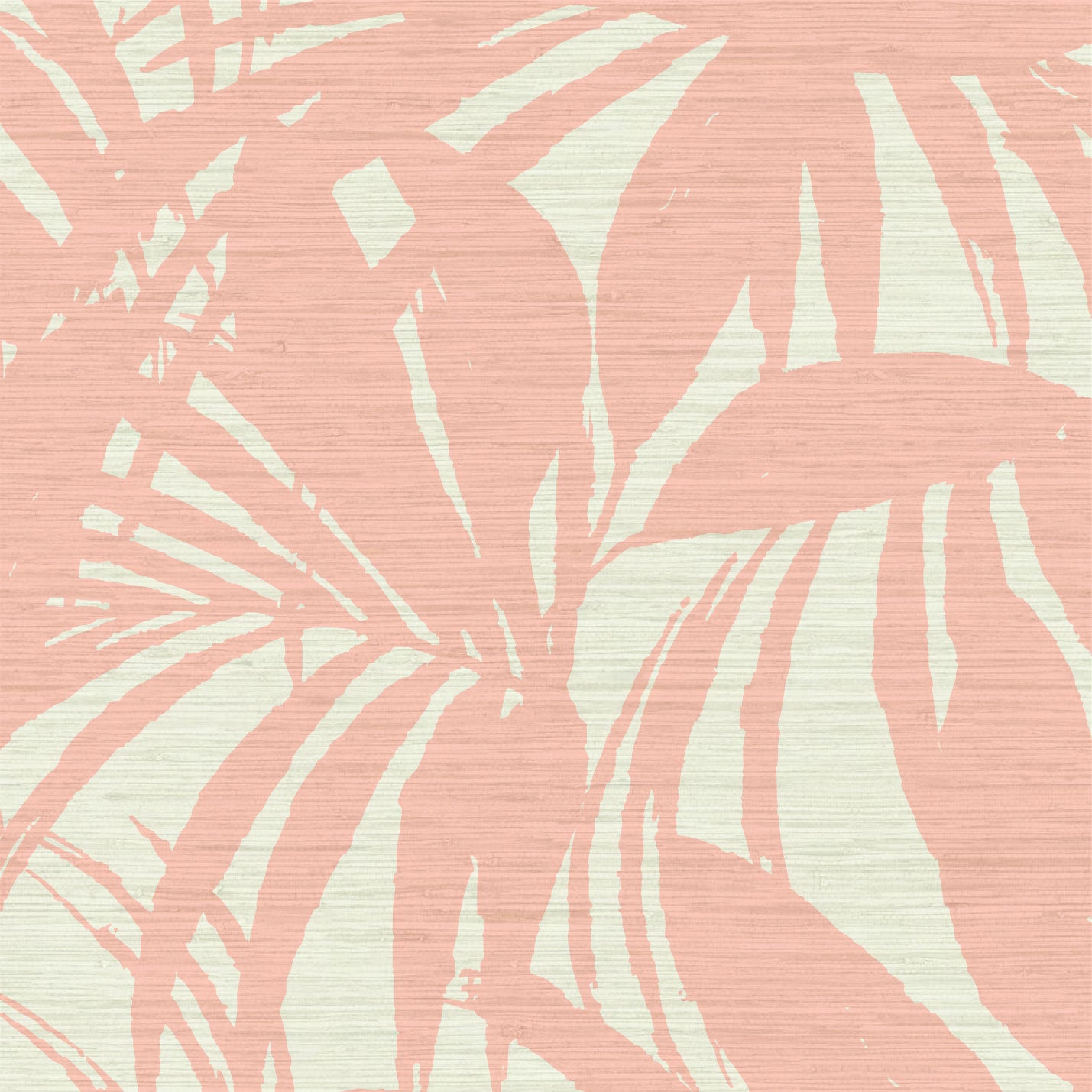 printed grasscloth wallpaper oversize tropical leaf Natural Textured Eco-Friendly Non-toxic High-quality  Sustainable practices Sustainability Interior Design Wall covering Bold retro chic custom jungle garden botanical Seaside Coastal Seashore Waterfront Vacation home styling Retreat Relaxed beach vibes Beach cottage Shoreline Oceanfront white peach pink coral pastel baby orange