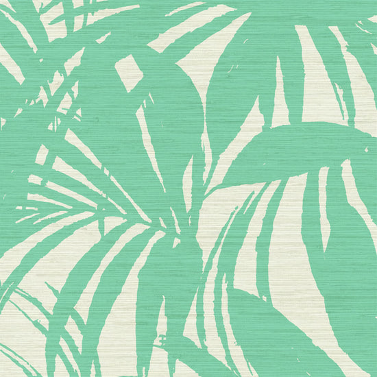 printed grasscloth wallpaper oversize tropical leaf Natural Textured Eco-Friendly Non-toxic High-quality  Sustainable practices Sustainability Interior Design Wall covering Bold retro chic custom jungle garden botanical Seaside Coastal Seashore Waterfront Vacation home styling Retreat Relaxed beach vibes Beach cottage Shoreline Oceanfront white green paradise mojito