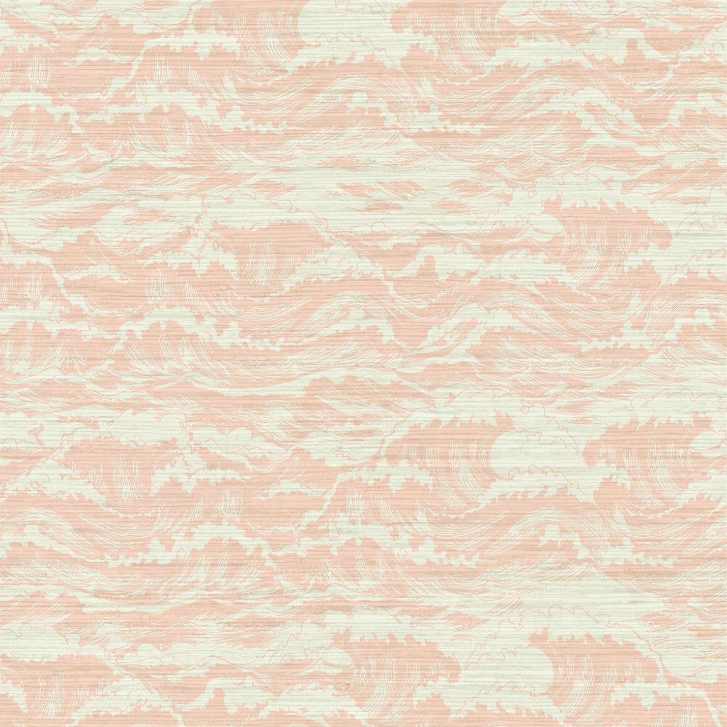 grasscloth printed wallpaper in allover ocean wave print with lots of linear details
