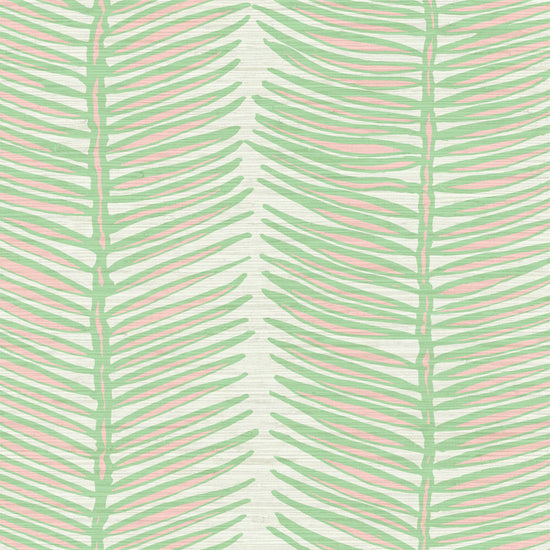 Grasscloth wallpaper Natural Textured Eco-Friendly Non-toxic High-quality Sustainable Interior Design Bold Custom Tailor-made Retro chic Tropical Jungle Coastal Garden Seaside Seashore Waterfront Vacation home styling Retreat Relaxed beach vibes Beach cottage Shoreline Oceanfront Nautical Cabana preppy palm fern leaf vertical stripe pastel pink light pale mint green