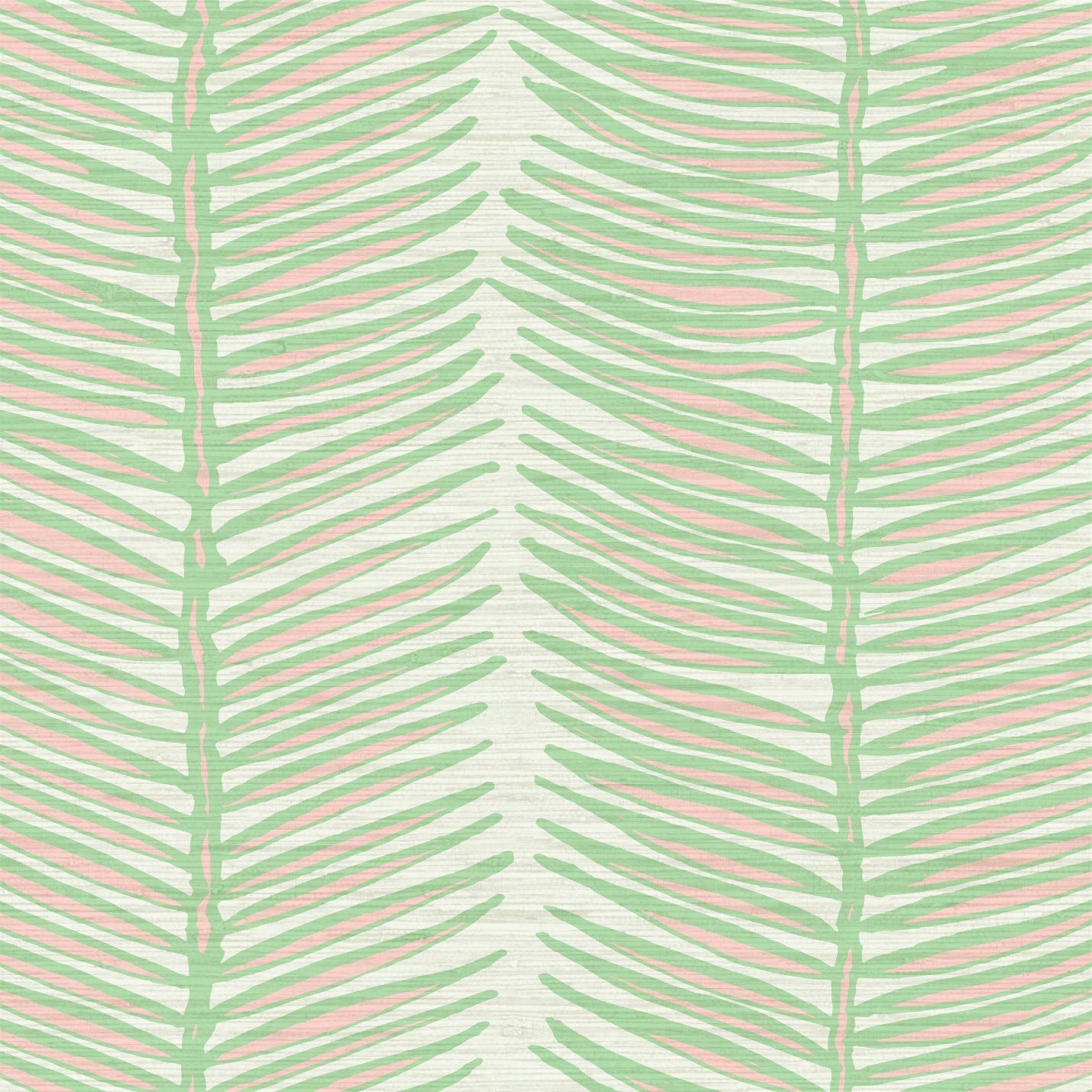 Grasscloth wallpaper Natural Textured Eco-Friendly Non-toxic High-quality Sustainable Interior Design Bold Custom Tailor-made Retro chic Tropical Jungle Coastal Garden Seaside Seashore Waterfront Vacation home styling Retreat Relaxed beach vibes Beach cottage Shoreline Oceanfront Nautical Cabana preppy palm fern leaf vertical stripe pastel pink light pale mint green
