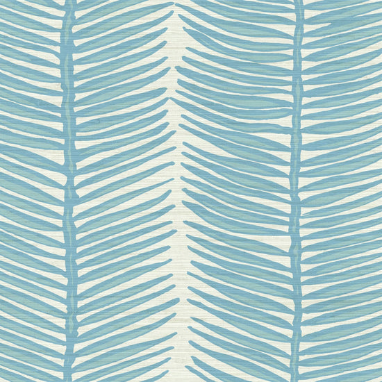 Grasscloth wallpaper Natural Textured Eco-Friendly Non-toxic High-quality  Sustainable Interior Design Bold Custom Tailor-made Retro chic Tropical Jungle Coastal Garden Seaside Seashore Waterfront Vacation home styling Retreat Relaxed beach vibes Beach cottage Shoreline Oceanfront Nautical Cabana preppy palm fern leaf vertical stripe blue teal ocean sky