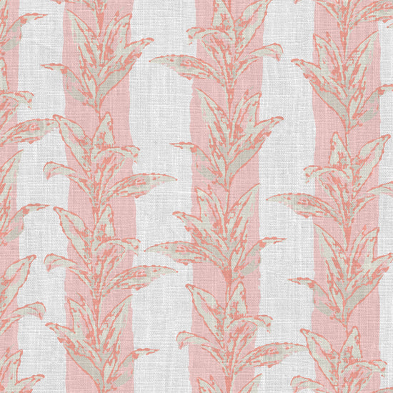 ertical cabana stripes palm leaves also arranged in a vertical stripe cascading down the wallpaper  Natural Textured Eco-Friendly Non-toxic High-quality  Sustainable Interior Design Bold Custom Tailor-made Retro chic Tropical Jungle Coastal Garden Seaside Coastal Seashore Waterfront Vacation home styling Retreat Relaxed beach vibes Beach cottage Shoreline Oceanfront Nautical Cabana preppy palm leaf linen luxury preppy pink feminine nursery baby tan