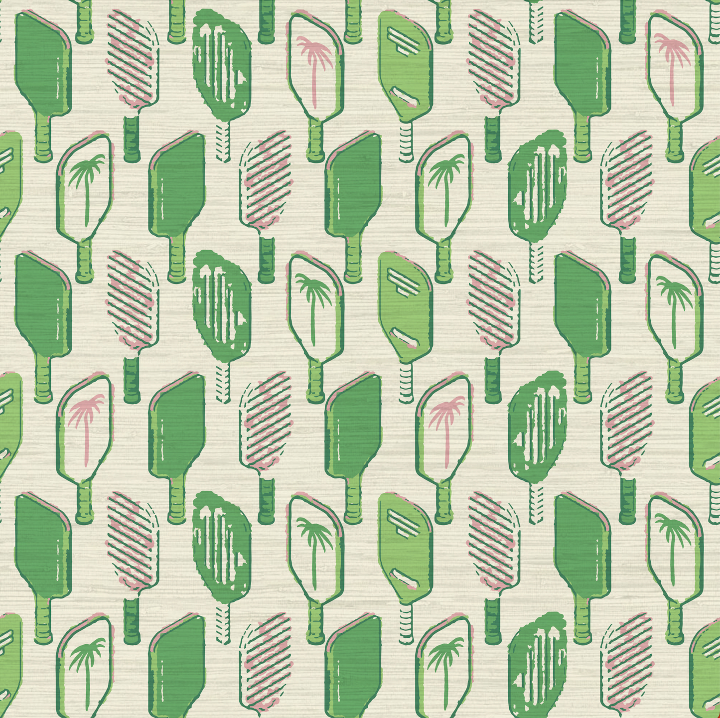 Grasscloth wallpaper Natural Textured Eco-Friendly Non-toxic High-quality  Sustainable Interior Design Bold Custom Tailor-made Retro chic Tropical Jungle Coastal Cabana preppy Pickleball Sport gameroom  kids stripe horizontal palm trees paddle