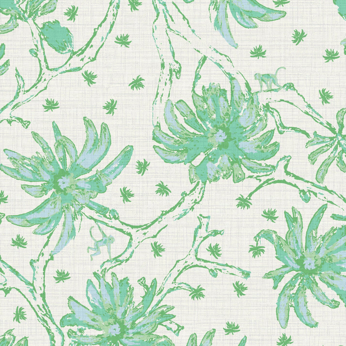 Shock the Monkey Chinoiserie Botanical Textured Performance Vinyl Wallpaper in White Wedding