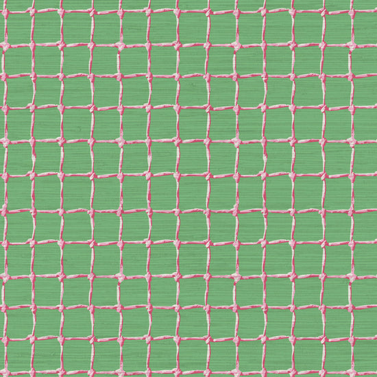 Grasscloth wallpaper Natural Textured Eco-Friendly Non-toxic High-quality Sustainable Interior Design Bold Custom Tailor-made Retro chic Tropical Jungle Coastal Cabana preppy Pickleball Sport gameroom kids stripe horizontal  kelly green grass neon hot pink net tennis pickleball