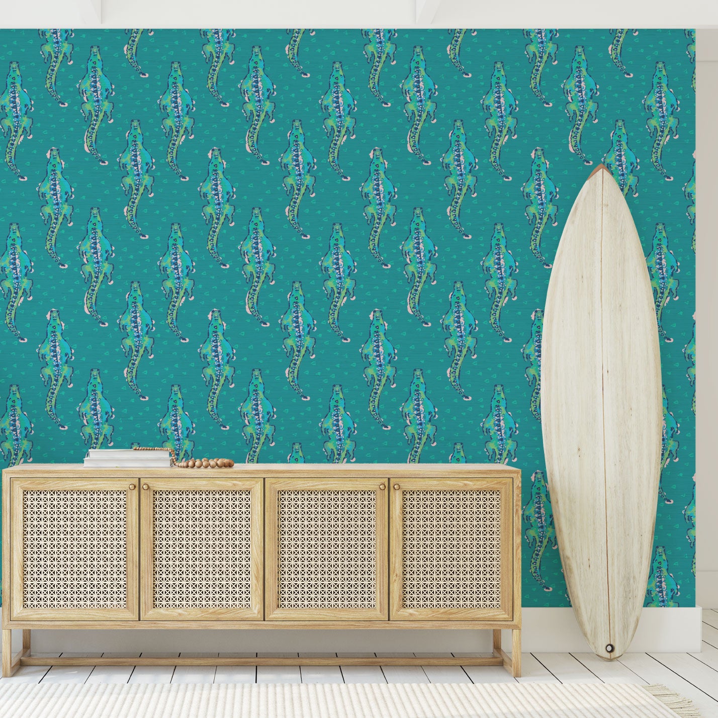 Grasscloth wallpaper Natural Textured Eco-Friendly Non-toxic High-quality  Sustainable Interior Design Bold Custom Tailor-made Retro chic Grand millennial Maximalism  Traditional Dopamine decor Tropical Jungle Coastal Garden Seaside Seashore Waterfront Vacation home styling Retreat Relaxed beach vibes Beach cottage Shoreline Oceanfront Nautical Cabana preppy animal florida gator vertical stripe '90s teal green neon pastel kids playroom