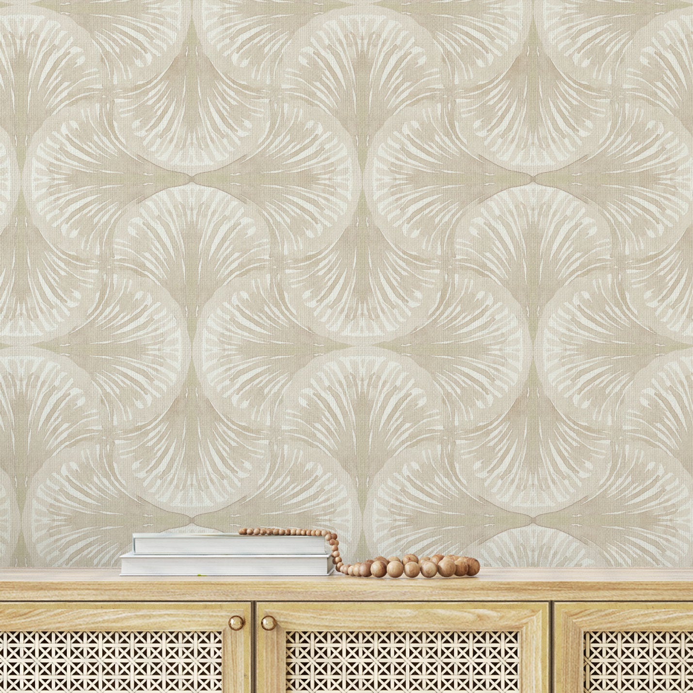 South Beach Wallpaper in Beach Please Beige by Little Blue Designs