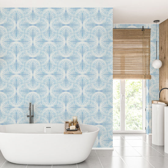 South Beach Textured Performance Vinyl Wallpaper in Blue Sky Baby by Little Blue Designs