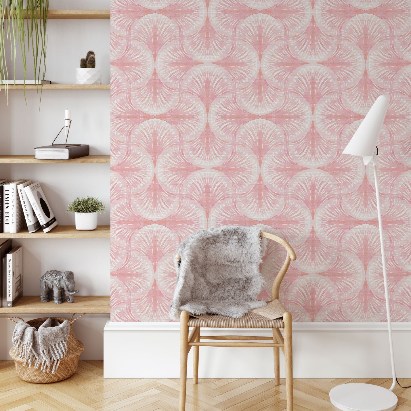 South Beach Wallpaper in Coral Is Calling by Little Blue Designs