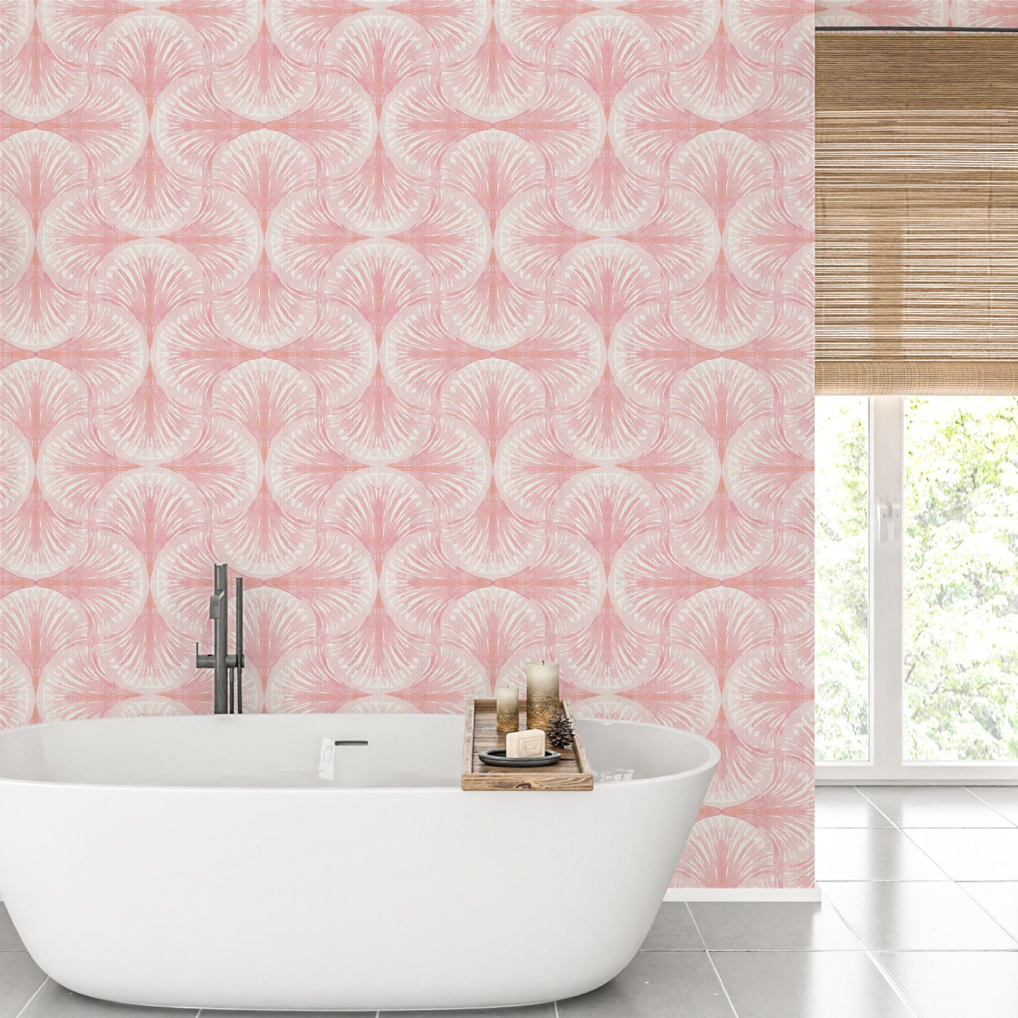 South Beach Wallpaper in Coral Is Calling by Little Blue Designs